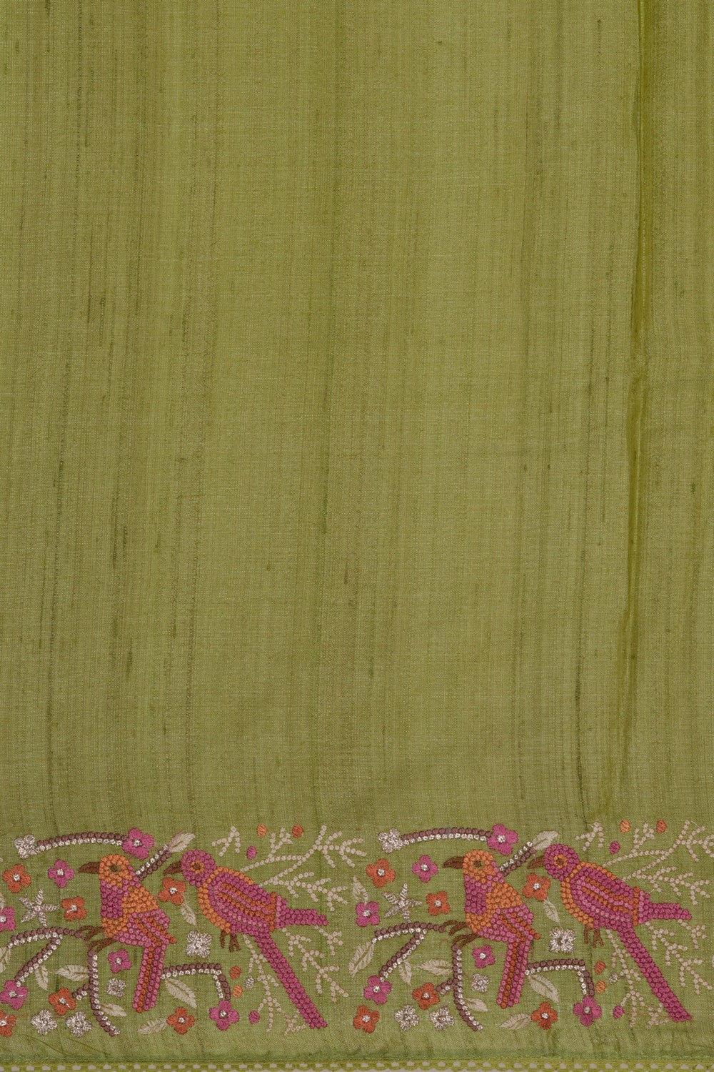 Image of Tussar Silk Green Saree